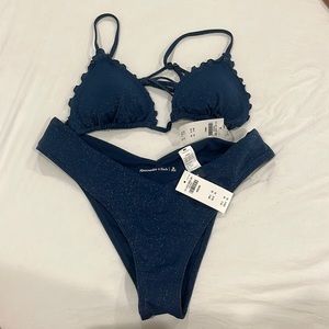 Abercrombie Triangle Bikini - Navy with Sparkles, size small top & medium bottom